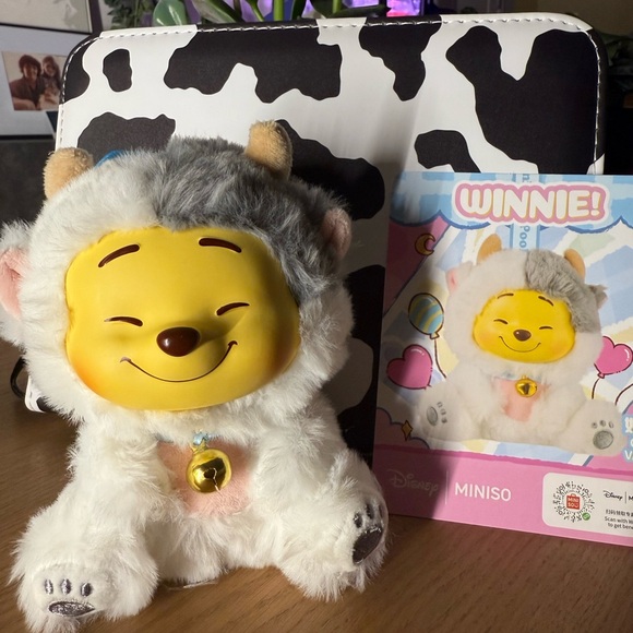 Disney Other - Disney Miniso Winnie the Pooh Plush Toy - Cow Outfit